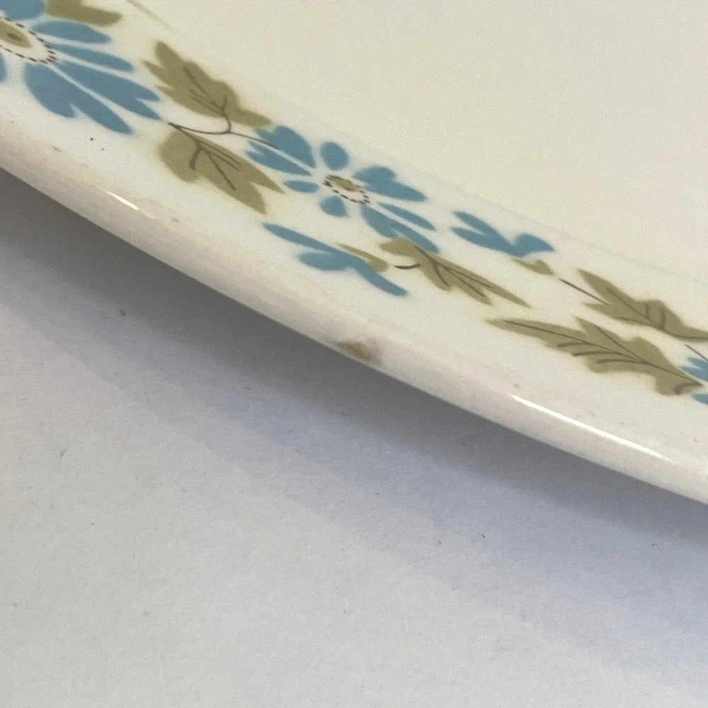 Mikasa Mediterrania Misty 4083 Serving Platter Vintage Blue Daisy Flower 12.25in
